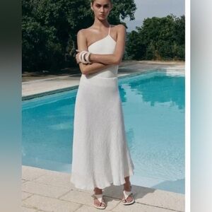 100% LINEN MIDI SKIRT ZW COLLECTION